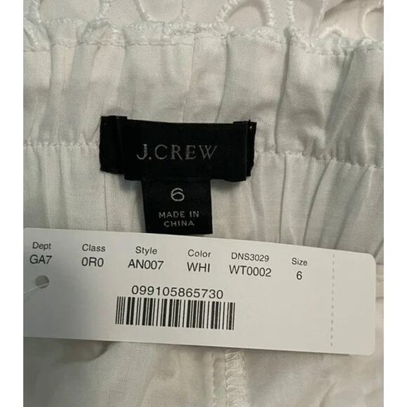 J. CREW Tie Waist Eyelet Wide Leg Pants White {PP12} - Picture 5 of 5